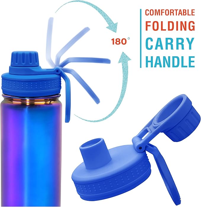 CHILLOUT LIFE 17 oz Kids Insulated Water Bottle for School with Leakproof Spout Lid and Cute Waterproof Stickers, Personalized Stainless Steel Thermos Flask Metal Water Bottle, Dishwasher Safe Color