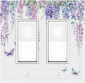 Decorative Outlet Covers Purple Flowers Watercolor Floral Butterflies 2 Gang Double Gfci Rocker Electrical Wall Panels Light Switch Cover Plate For Bed Room Living Room Decor