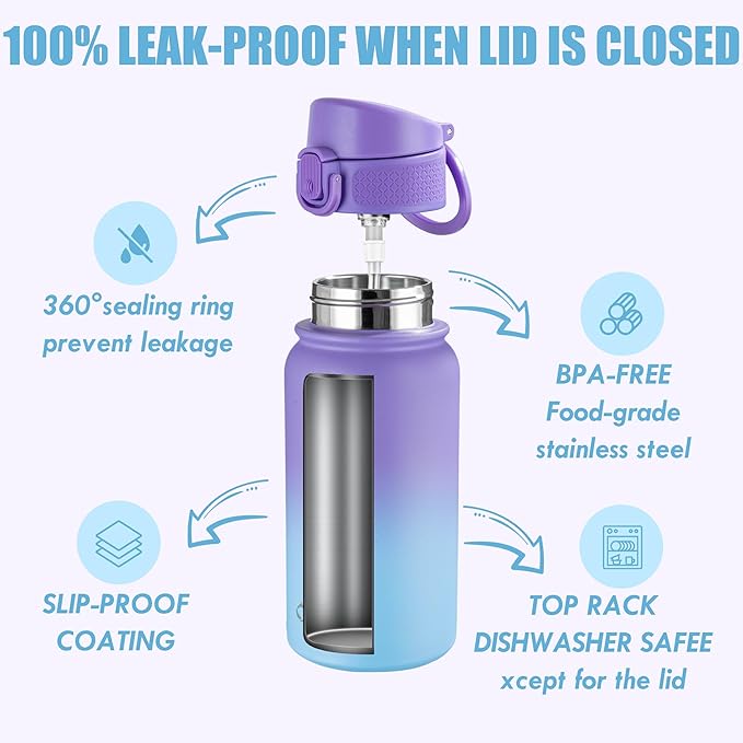 OLDLEY 12oz Kids Insulated Water Bottle, Stainless Steel, Leak-Proof, 355ml, School, Playdates, Active Kids, Daily Use
