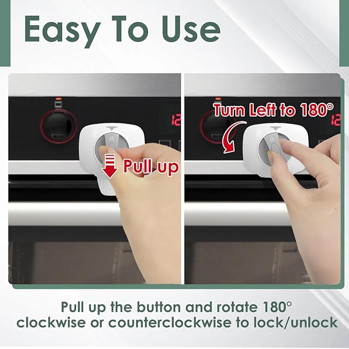 2-Pack Oven Lock Child Safety, Baby Proof Oven Lock with Heat-Resistant 3M Adhesive, No Drill Oven Door Lock for Toddler & Pet, Ideal for Oven Baby Proofing & Kitchen Child Proofing (White)