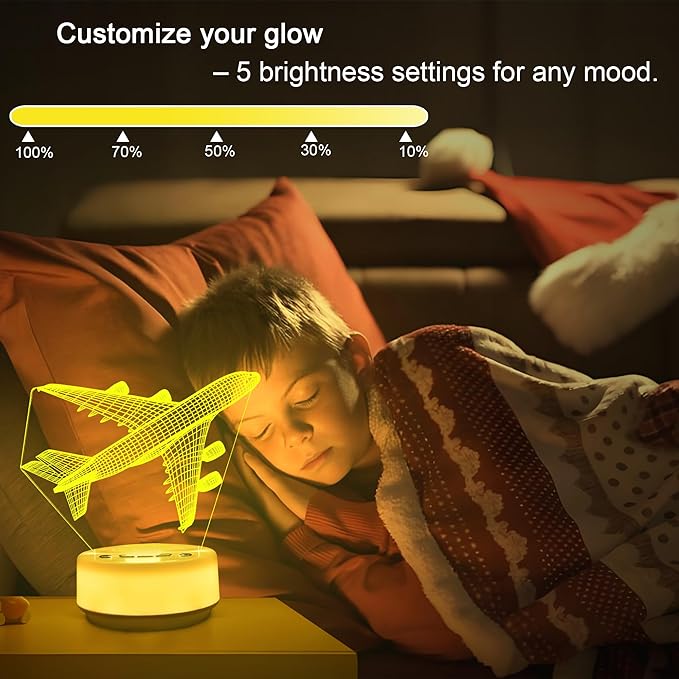 Airplane Gifts Night Light for Kids，Plane Decor Bedside Lamp for Bedroom，Aircrafts Night Light with 14 Color & Remote + Dim Function + Timer (1H/3H/6H)，Aviation Gift Birthday Gifts for Boys & Girls