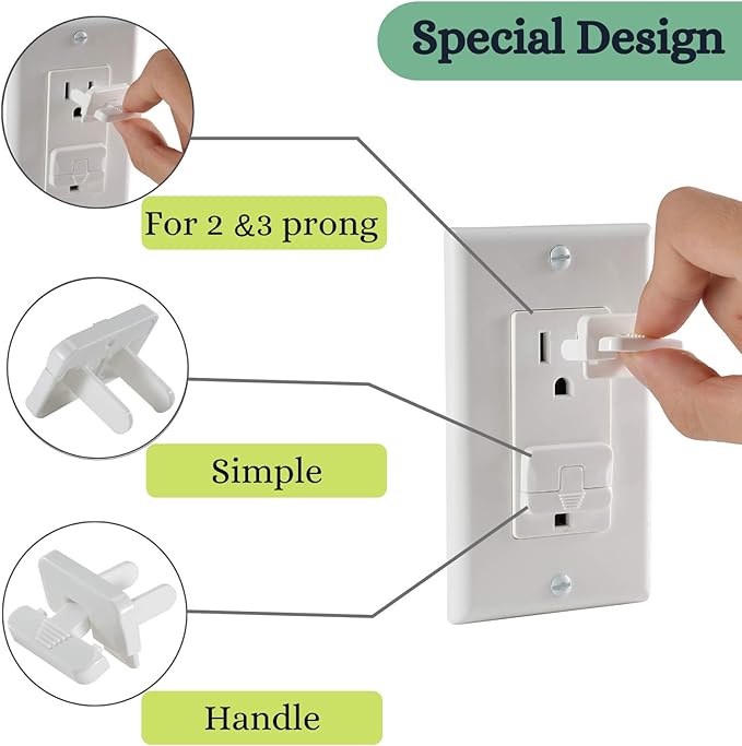 Bates Outlet Covers Baby Proofing - 15 Pack, 2 Prongs, Child Proof Plug Covers for Childproofing