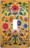 Decorative Art Light Switch Covers ColorFul Blooms Single Toggle Wall Plate Decorative Switchcover Electrical Switchplate for Home Decor