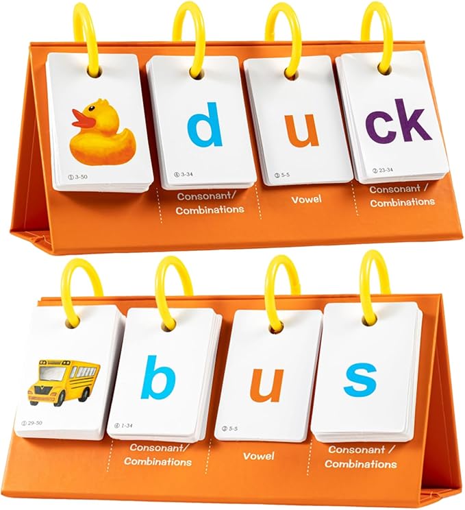 Alened Phonics Flash Cards for Kids 3-8, Sight Words Flash Cards for Kindergarten 1st 2nd 3rd Grade, CVC CVCC CCVC Word Builder, Homeschool & Classroom Phonics Learning Supplies