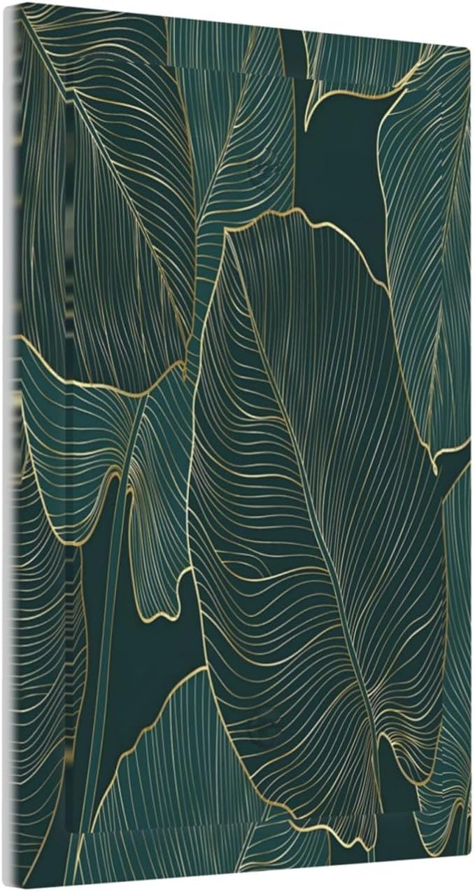 Gold Tropical Green Botanical Palm Leaves Light Switch Cover Plate 1 Gang No Device Blank Electrical Wall Plates Faceplate Decorative Switch Plate Covers for Bedroom Living Room Decor