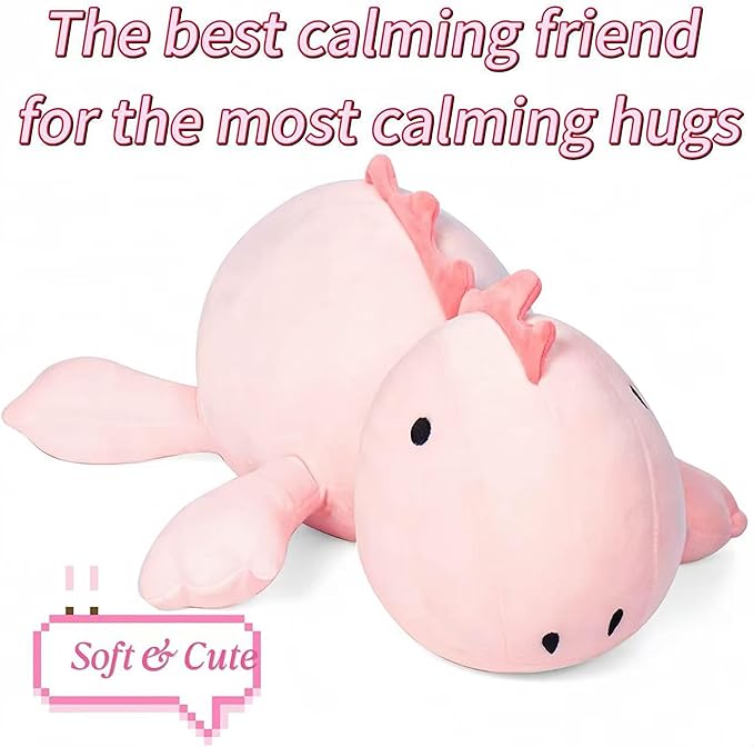 JOD® Weighted Dinosaur Stuffed Animals, Dinosaur Weighted 5 lbs, 26" Large Weighted Plush Animal, Cute Plush Toy Pillow, Soft Dino Plushie Gifts for Adults, Boys & Girls (66 CM Pink)