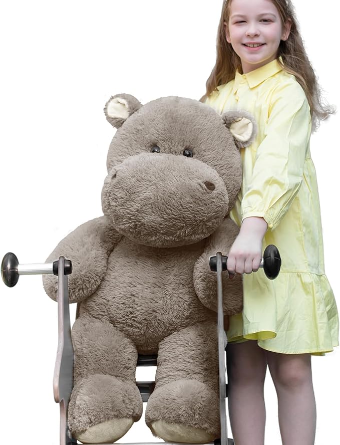BENINY Giant Humongous Hippo Stuffed Animals 36", Oversized Toy Plush Pillow Gift for Kid, Gray