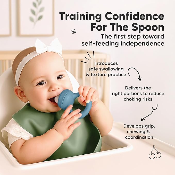 KeaBabies Baby Fruit Feeder 2pk - Silicone Baby Food Feeder for Babies 6-12 Months, Breast Milk Popsicle Teether, Weaning, Pacifier, Freeze Frozen Solid Food, Infant Feeding Essential (Ocean)