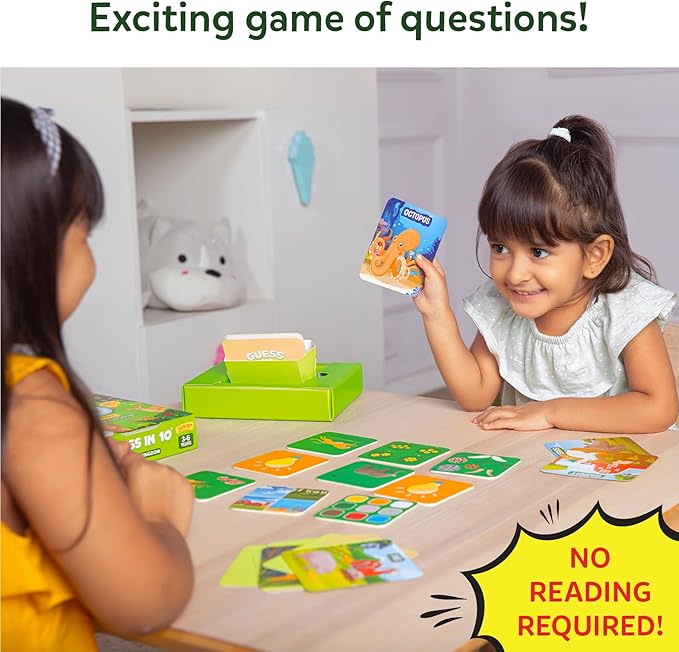 Skillmatics Guess in 10 - Animal Kingdom, Card Game for Preschool Kids, Girls & Boys, Fun Travel Game & Gifts for Ages 3, 4, 5, 6