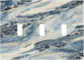 Decorative Switch Plates Blue Grey Marbling Modern Abstract Design 3 Gang Wall Plate Faceplate Triple Toggle Light Switch Cover Electrical Wall Panels for Bedroom living Room Decor