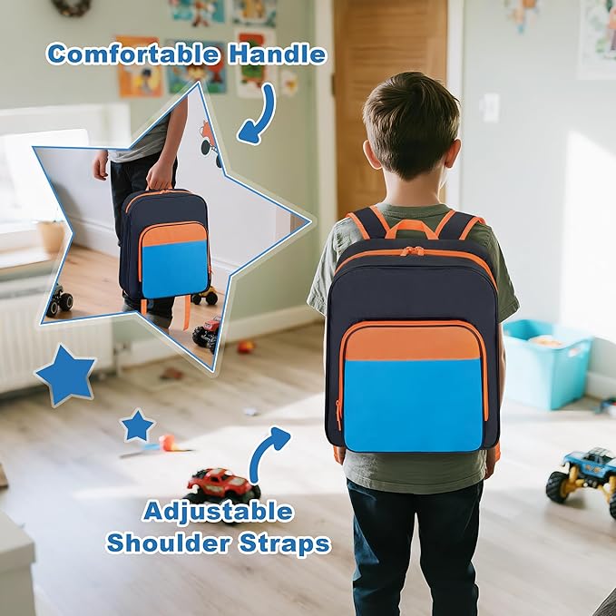 CURMIO Toy Cars Storage Backpack Compatible with Monster Jam Trucks/Hot Wheels 1:64 Scale Monster Trucks, Portable Carrying Case Bag with Front Pocket for Monster Truck, Dark Blue (Bag Only)
