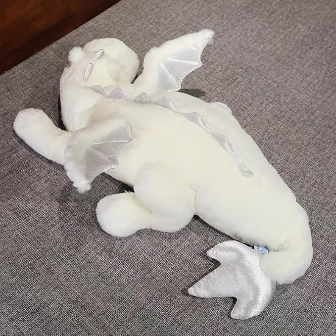Weighted Dragon Stuffed Animal, Soft and Sturdy Weighted Stuffed Animals for Kids and Adults, Medium White Dragon Stuffed Animal(35.4" 5Lbs)