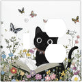Wallplates Cute Cat Wildflowers Boho Flowers Floral 1 Toggle 1 Duplex Switch Plate Electrical Gfci Faceplate Decorative Light Switch Covers For Nursery Kids Room Decor