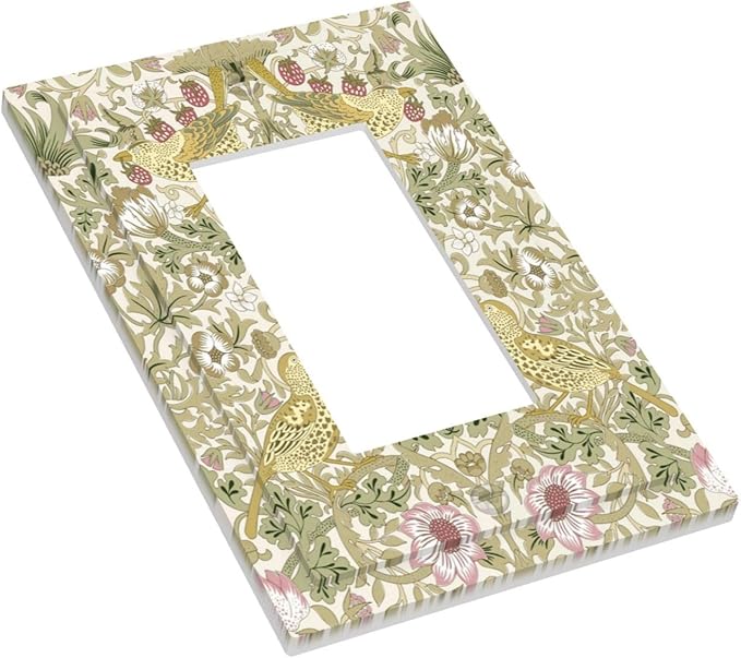 William Morris Vintage Strawberry Bird Botanical Decorative Outlet Covers 1 Gang Single Rocker Light Switch Cover Plate Wall Plates GFCI Faceplate for Farmhouse Home Decor