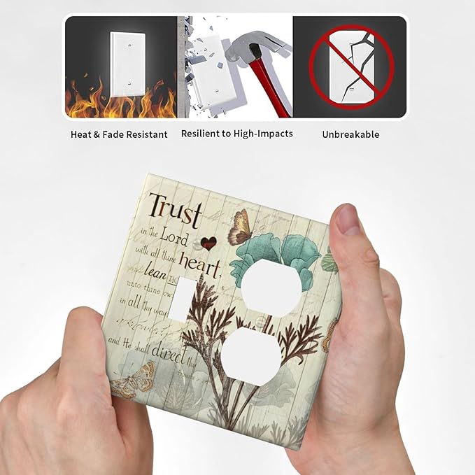 Rustic Elegant Teal Tulip Bible Inspirational Quote Wallplates 1 Toggle 1 Duplex Switch Plate Electrical GFCI Faceplate Decorative Light Switch Covers for Farmhouse Bedroom Decor