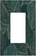 Gold Tropical Green Botanical Palm Leaves Decorative Outlet Covers 1 Gang Single Rocker Light Switch Cover Plate Wall Plates GFCI Faceplate for Bedroom Living Room Decor