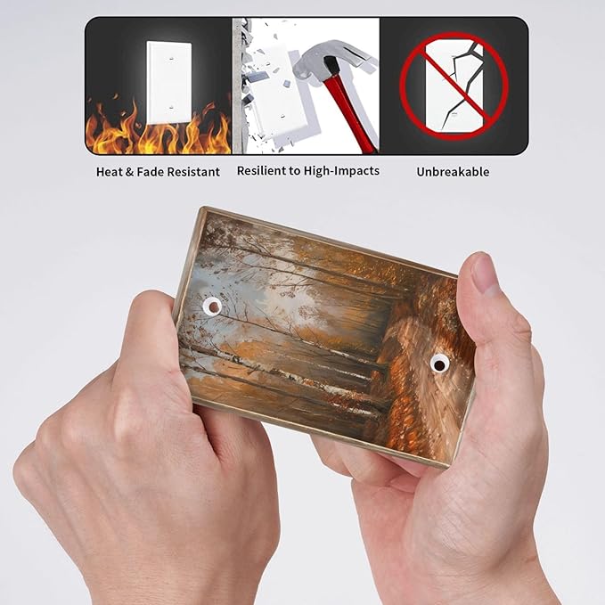 Decorative Art Light Switch Covers Maple Path 1 Gang No Device Blank Switchplate Electrical Faceplate for Home Decor