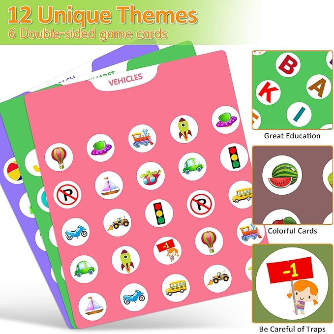 Vinlon Matching Memory Game for Kids Ages 4-8, Flip to Win Board Games Travel Toys Parlor Games for 3 4 5 6 7 8 Years Old, Road Trip Essentials, Airplane, Car Activity Easter Basket Stuffers
