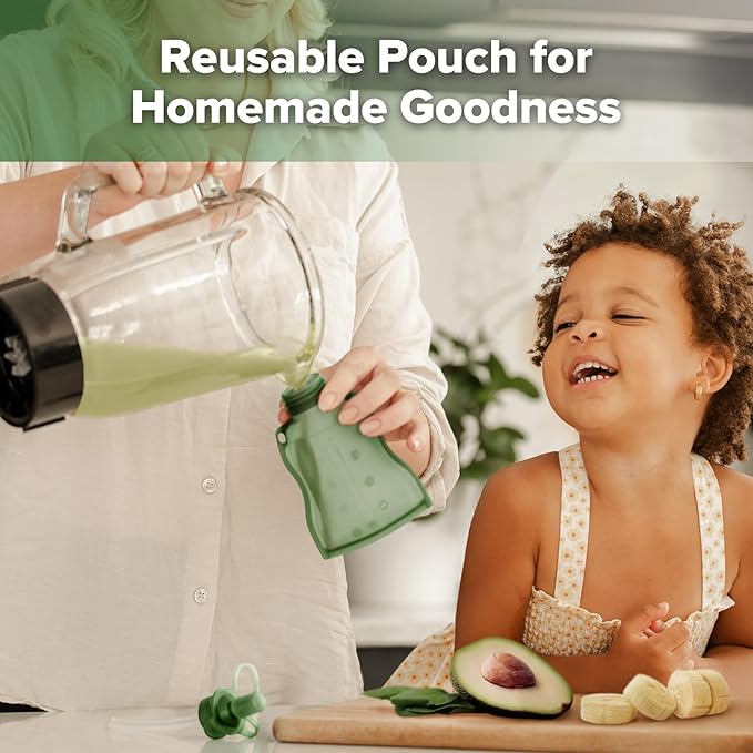 haakaa Silicone Yummy Pouch Sippy Spout, Adaptor Compatible haakaa Yummy Pouches and Milk Storage Bags,Not Compatible with Other Brands,Pea Green