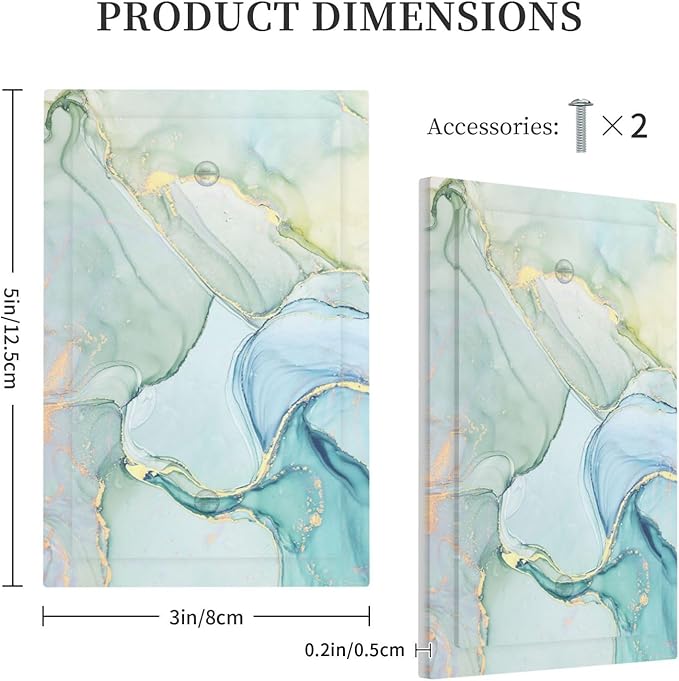 Light Switch Cover Plate Teal Gold Marbling Turquoise 1 Gang No Device Blank Electrical Wall Plates Faceplate Decorative Switch Plate for Bathroom living Room Decor