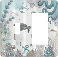 Decorative Outlet Covers Sea Turtle Octopus Ocean Underwater Animal 2 Gang 1 Gang Wall Plate Single Toggle Rocker Device Combination Light Switch Cover Plate Jumbo Electrical Faceplate Plug