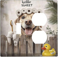 Funny Dog Rustic Farmhouse Wooden Fence Labrador Wallplates 1 Toggle 1 Duplex Switch Plate Electrical Gfci Faceplate Decorative Light Switch Covers For Kids Room Bathroom Decor