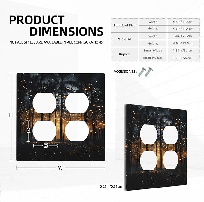 Whimsical Nature Enchanted Forest Landscape Outlet Covers 2 Gang Double Duplex Decorative Light Switch Covers Electrical Wallplates Socket Faceplate for Bedroom Living Room Decor