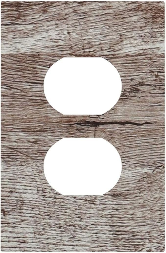 Outlet Covers Rustic Dark Grey Wood Plank Vintage Texture 1 Gang Duplex Light Switch Cover Plate Decorative Wall Plates Socket Cover Electrical Switchplate for Farmhouse Home Decor