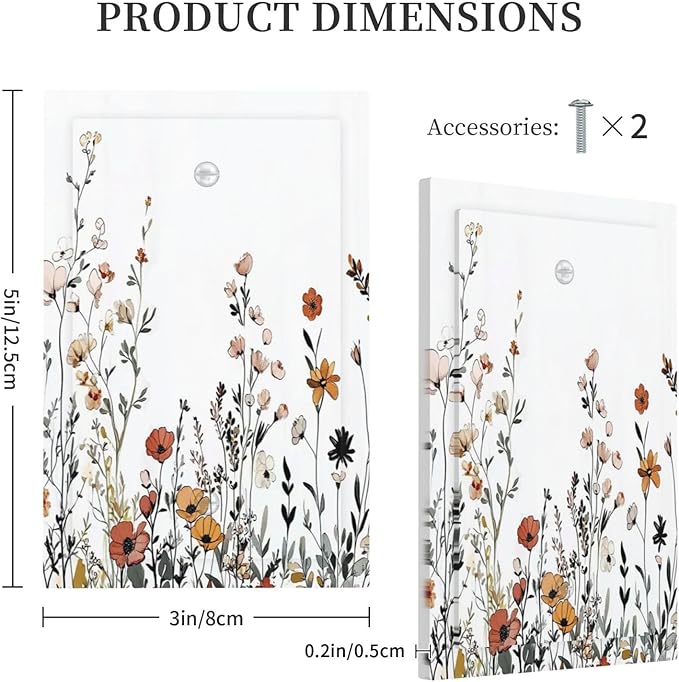 Light Switch Cover Plate Vintage Wildflower Colorful Plants Floral 1 Gang No Device Blank Electrical Wall Plates Faceplate Decorative Switch Plate For Bed Room Living Room Decor