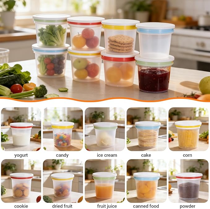 ASEVAT 16 Pack 8.67 oz Food Storage Containers with Twist Lids – Leakproof BPA-Free Soup Containers, Microwave/Dishwasher Safe Freezer Containers for Meal Prep, Leftovers & Takeout