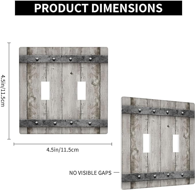 Rustic Cabin Wooden Texture 2-Gang Double Toggle Switch Plate, Gray Wood Wall Plate for Cabin, Lodge, Farmhouse & Bedroom