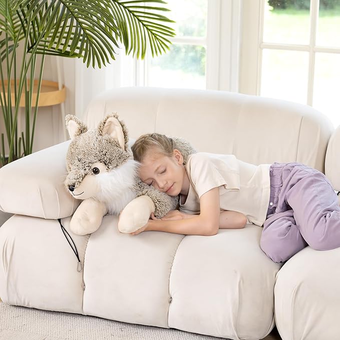 BENINY Giant Wolf Stuffed Animal 30", Super Soft Pillow Plush Toy, Big Fluffy Plushie Gift for Birthdays & Christmas