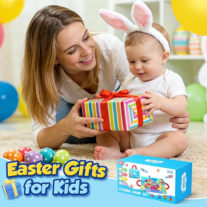 ZOOI Toddler Montessori Toys for 1-3 Year Old, 24PCS Cloth Fishing Game with Stacking Cups for Hand-Brain Coordination, Sensory Baby Toys 6-12 Months, 1-3 Year Old Girl Boy Birthday Gifts