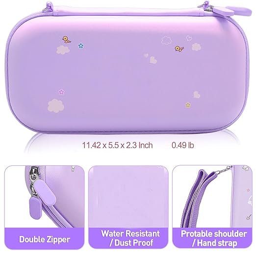 GUTIAL Accessories Set for Nintendo Switch 2 2025 - Cute Kawaii NS 2 Accessories kit for Grils Boys Kids with Travel Carrying Case and Cartoon Protective Cover, Screen Protector, Stand - Purple