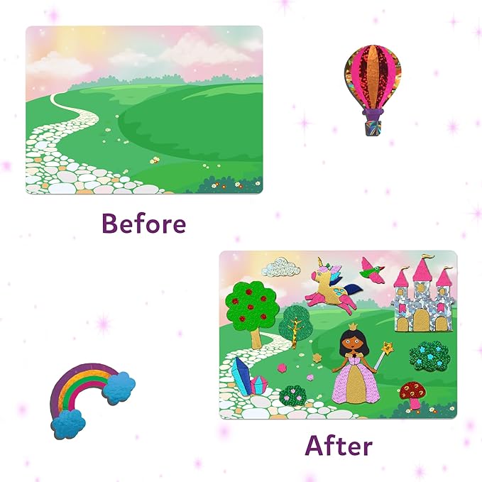 Skillmatics Foil Fun - Unicorns & Princesses, No Mess Art & Craft Kit for Kids, Craft Kits & Supplies, DIY Creative Activity, Travel Toys, Screen-Free Entertainment, Gifts for Ages 4, 5, 6, 7, 8, 9