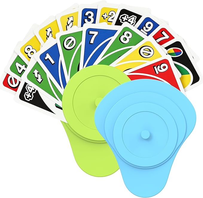 Playing Cards Holder for Little Hands Stocking Stuffer for Boy Girl UNO Game Nights, Poker, Canasta, Spite Malice, Playing Card Accessories for Family Gatherings & Travel, Set of 2 (Blue + Green)