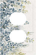 Decorative Outlet Covers with Green & Blue Watercolor Eucalyptus Botanical Foliage Design 1 Gang Duplex Light Switch Cover Plate Unique Wall Plates Switchplate Cover for Living Room Decor