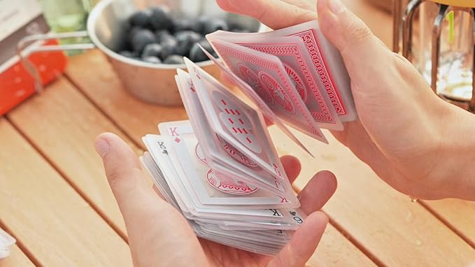 Bicycle Waterproof Playing Cards, Red Plastic Deck of Cards, Durable Plastic Cards for Pool, Beach, Camping & Party Games