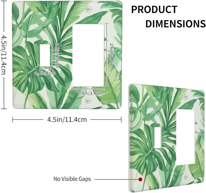 Outlet Covers Tropical Palm Tree Leaf Green Plant 1 Toggle 1 Rocker Combination Decorative Wall Plate Electrical Switch Plates Light Switch Cover Plate For Bed Room Living Room Decor