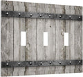 Farmhouse Grey Wood Triple Toggle Light Switch Cover Decorative Rustic Country Gray Wall Plates 3 Gang Electrical Faceplate for Bathroom Kitchen Bedroom Vintage Rustic Barn Door Decor