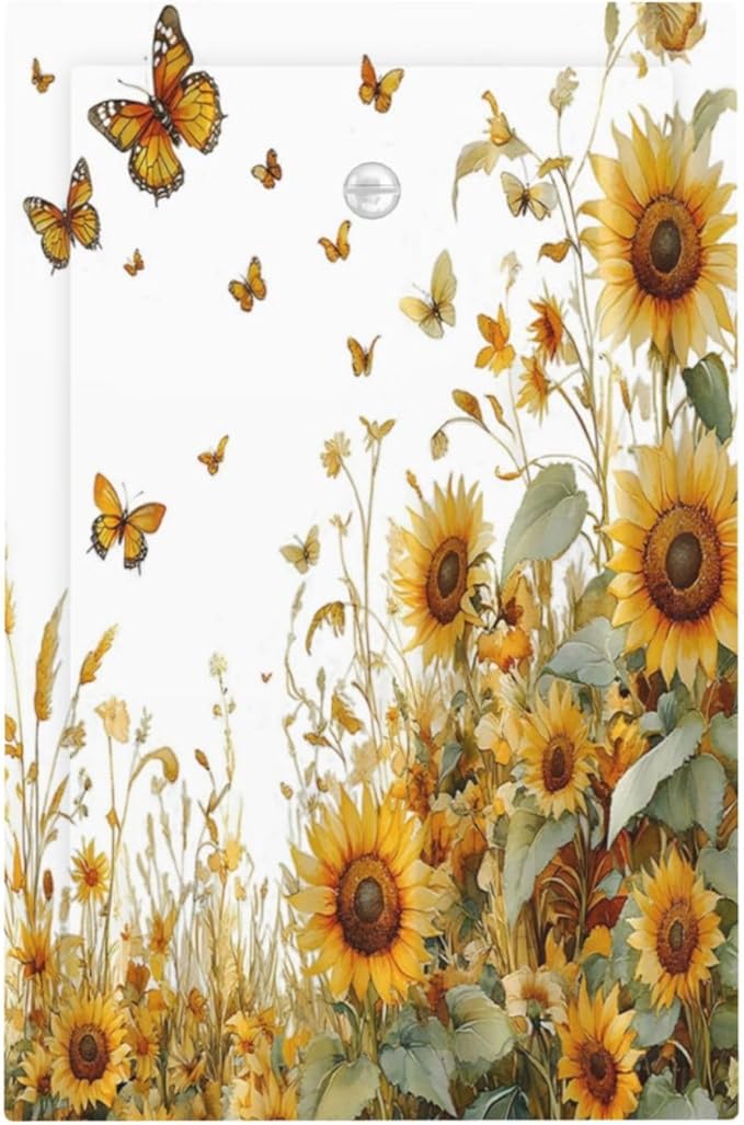 Sunflower Gold Wildflowers Summer Butterfly Light Switch Cover Plate 1 Gang No Device Blank Electrical Wall Plates Faceplate Decorative Switch Plate Covers for Bedroom Living Room Decor