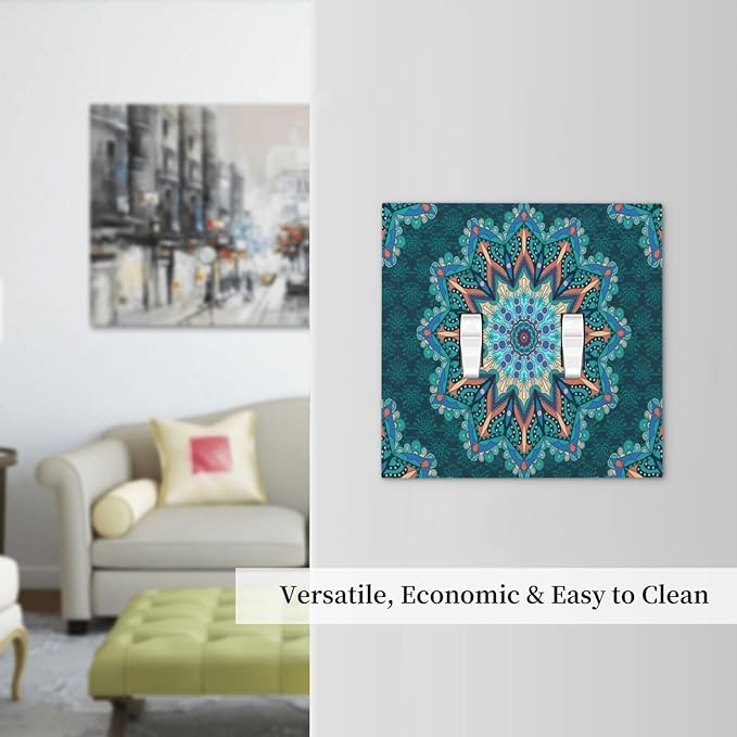 Light Switch Cover Boho Hippie Colorful Mandala 2 Gang Wall Plate Double Light Switch Plate Toggle Decorative Outlet Covers Electrical Switchplate for Bathroom Home Decor