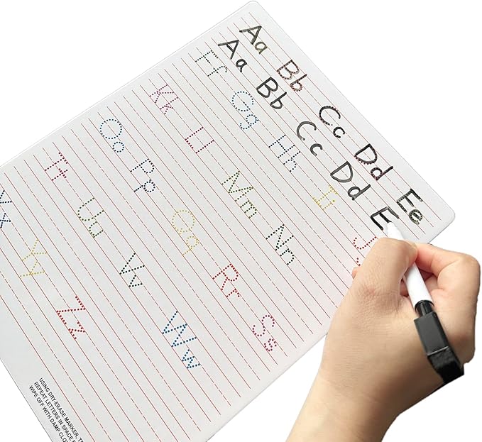 Dry Erase Alphabet Tracing Board: Letter and Numbers Handwriting Practice for Kids Learning, Reusable Boards for Kindergarten and Preschool