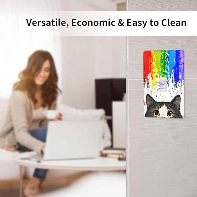 Cat Rainbow Single Toggle Wall Plate Decorative 1 Gang Light Switch Covers Electrical Switchplate Home Decorate Faceplat for Bathroom Bedroom Kitchen Room 4.5 x 2.76 Inch