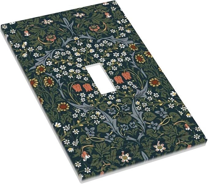 Decorative Light Switch Cover Colorful Floral Boho Flower Plant Leaf 1 Gang Single Toggle Device Electrical Faceplate Switchplates Decorator Outlet Wall Plate For Bed Room Living Room