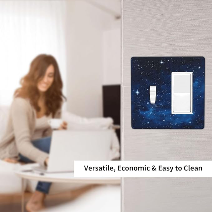 Light Switch Cover Plate Galaxy Starry Sky Universe Sparkle Stars 2 Gang Toggle Rocker Combo Wall Plates Decorative Switch Plates and Outlet Covers Socket Cover for Bathroom Bedroom Decor