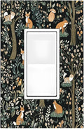 Decorative Outlet Covers Fairy Forest Animals Fox Squirrel Flower 1 Gang Single Rocker Light Switch Cover Plate Wall Plates Gfci Faceplate For Bed Room Farmhouse Decor