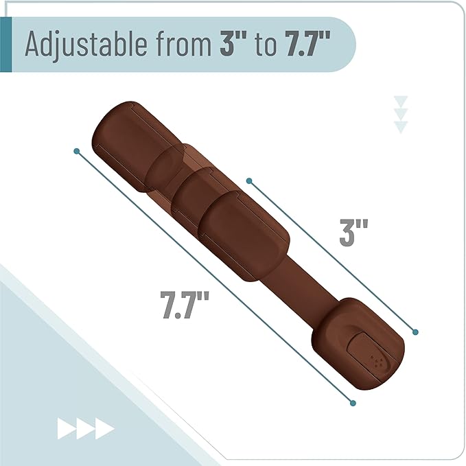 Bates- Child Safety Strap Locks, 8 Pack, Brown, Child Locks for Cabinets and Drawers