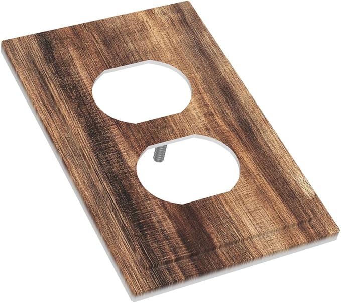 Outlet Covers Vintage Rustic Brown Wood Grain 1 Gang Duplex Wall Plate Decorative Switch Plates Electrical Receptacle Faceplate Light Switch Cover for Bedroom Farmhouse Decor