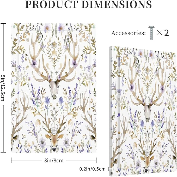 Light Switch Cover Plate Gothic Retro Floral Damask Elk Wild Flower 1 Gang No Device Blank Electrical Wall Plates Faceplate Decorative Switch Plate For Bed Room Living Room Decor